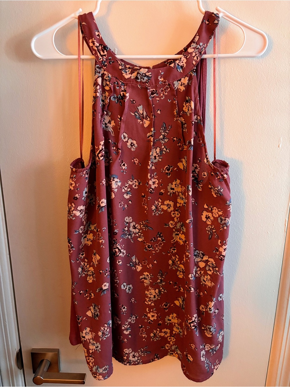 Floral High-Neck Top in Mauve